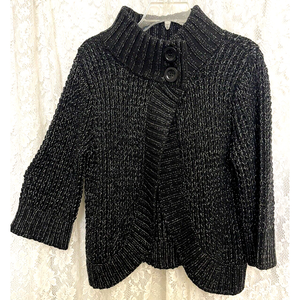 Style & Co. Black Knit Cardigan with Buttons